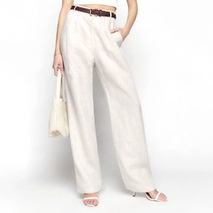 NWT - Reformation Mason Linen pant- size 4. Color: oatmeal.